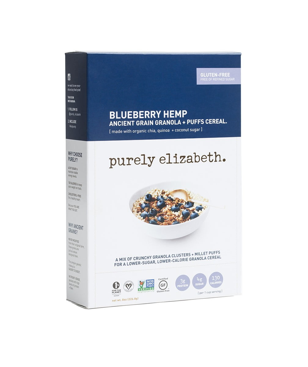 Purely Elizabeth Granola + Puffs Cereal, Blueberry Hemp, 8 Oz