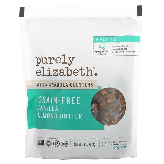 Purely Elizabeth Keto Granola Clusters Grain-Free Vanilla Almond Butter 8 oz (227 g) Pack of 2