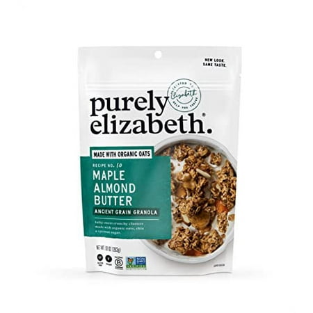 Purely Elizabeth Maple Almond Butter Granola, Made with Organic Oats and Ancient Grains, Gluten-Free, Non-GMO (10oz Bag)