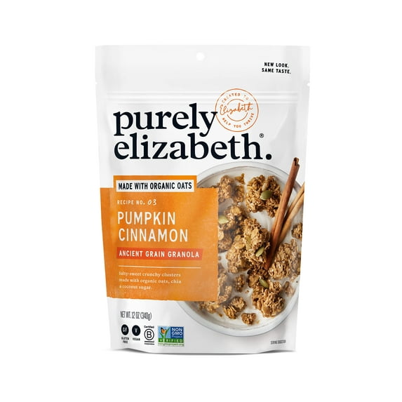 Purely Elizabeth, Pumpkin Cinnamon, Ancient Grain Granola, Gluten-Free, Non-GMO (12oz Bag) RDD7