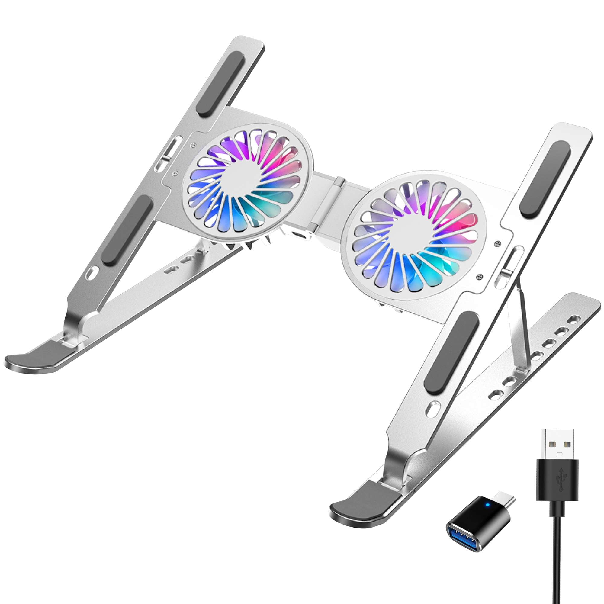 Purely F82 Foldable Laptop Cooling Stand for Desk with Cooling Fan,  Adjustable height - Silver