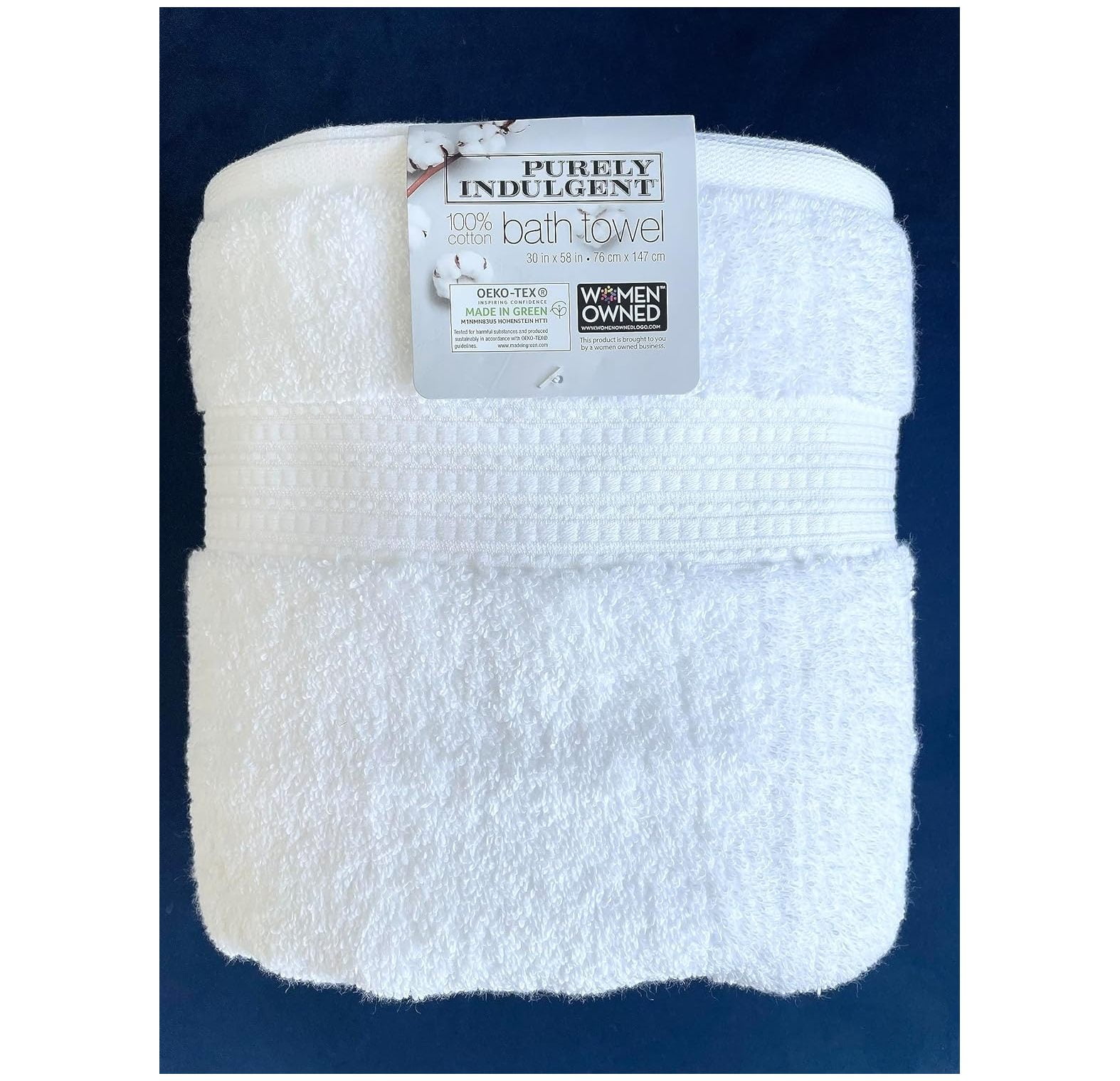 Purely Indulgent bath towel 30”X58” White Oeko-Tex Made In Green NWT
