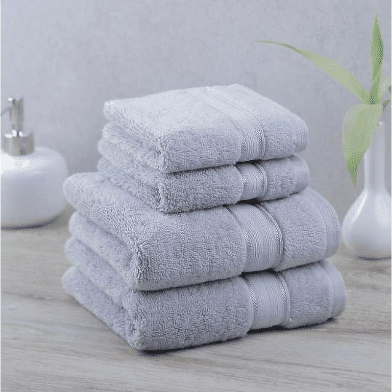Purely Indulgent 100% Egyptian Cotton Towel Set 4-Piece Towel Set Includes:2 Hand Towels (16 W x 30 L), 2 Wash Cloths (13 W x 13 L) (Gunmetal