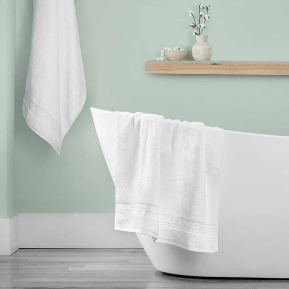 Purely Indulgent Oeko-Tex Bath Towel, White 30" x 58" - 100% Hygrocotton