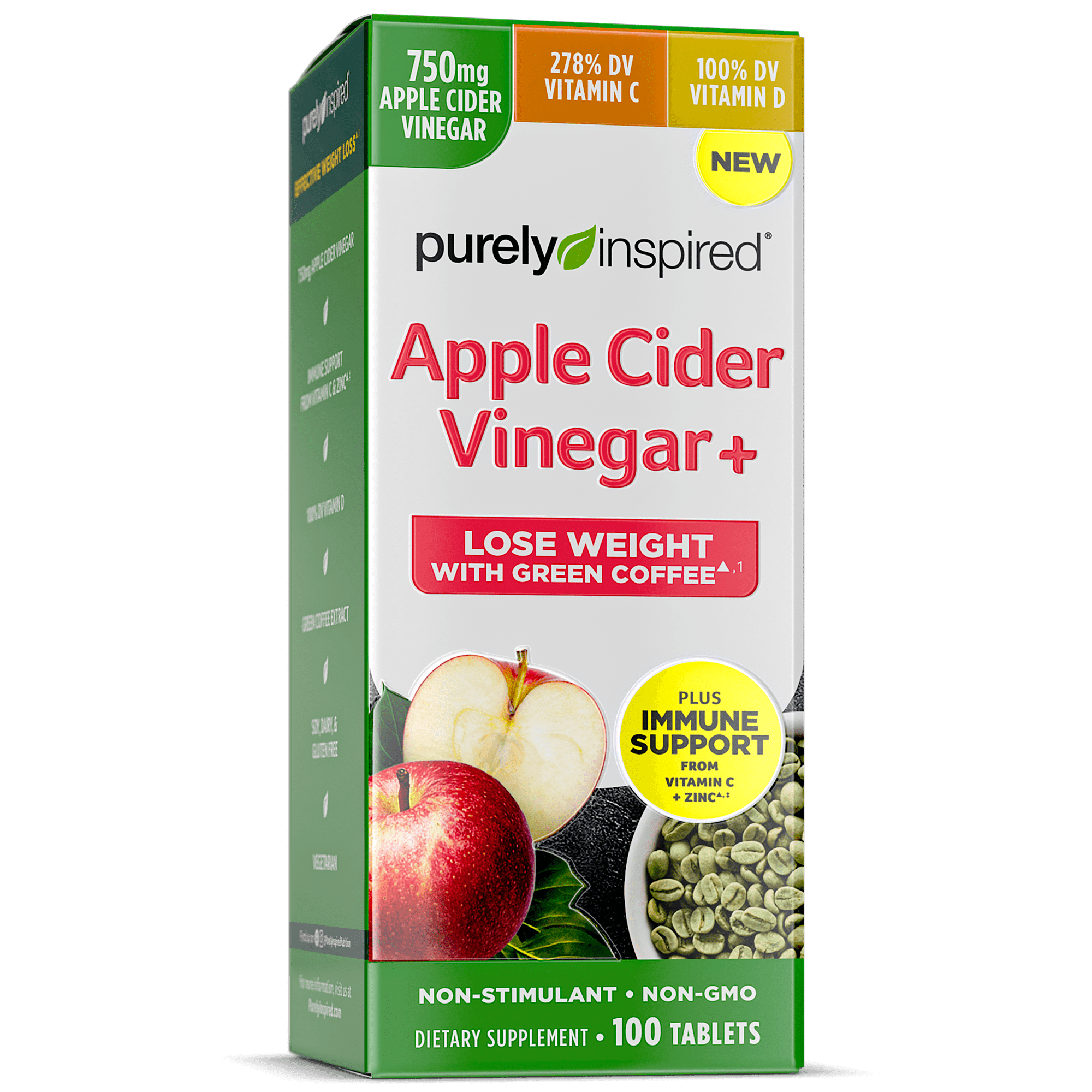 Purely Inspired Apple Cider Vinegar Plus Tablets, Immune Support and