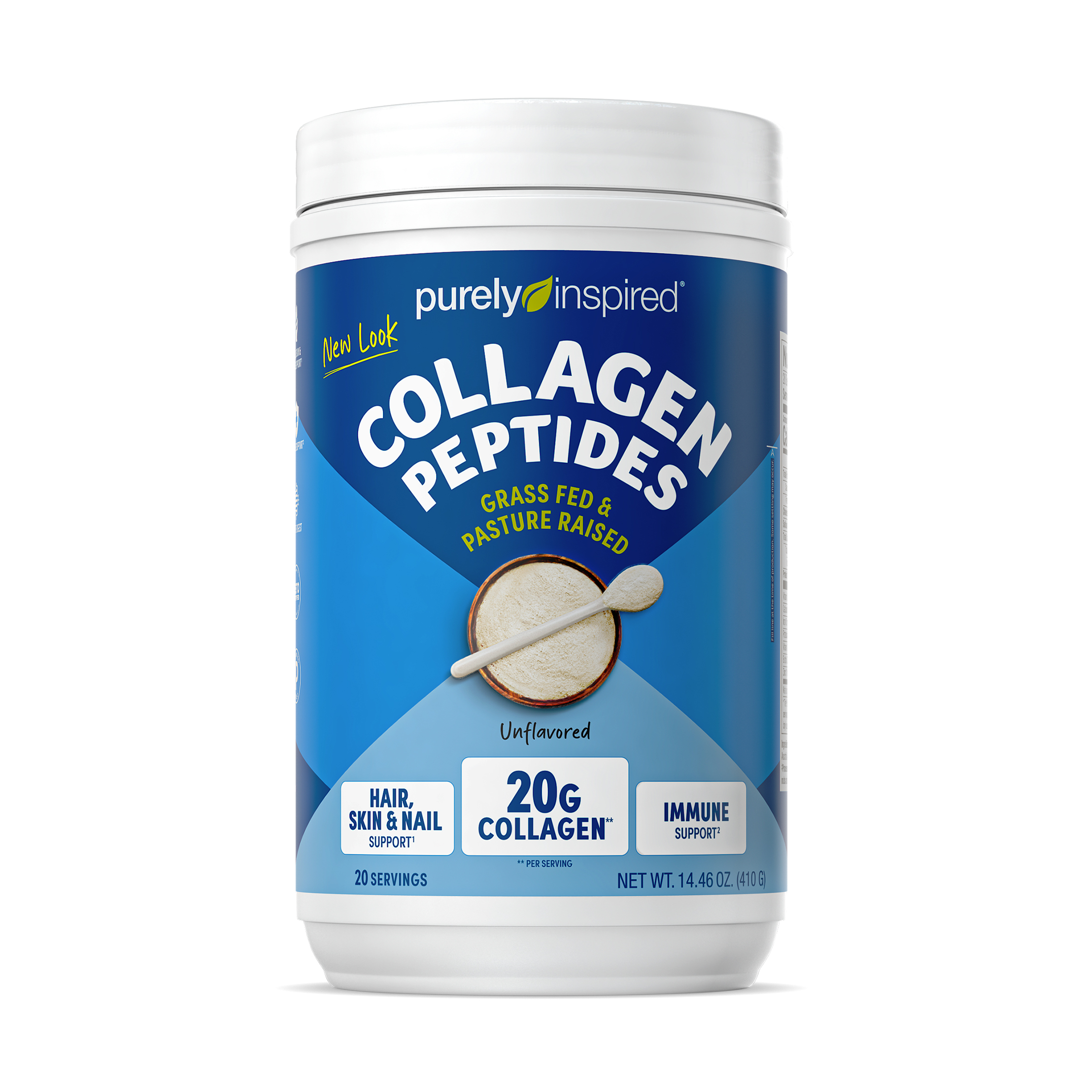 Péptidos de Colágeno Purely Inspired con Biotina, Sin Sabor, 1 lb, 20 Porciones