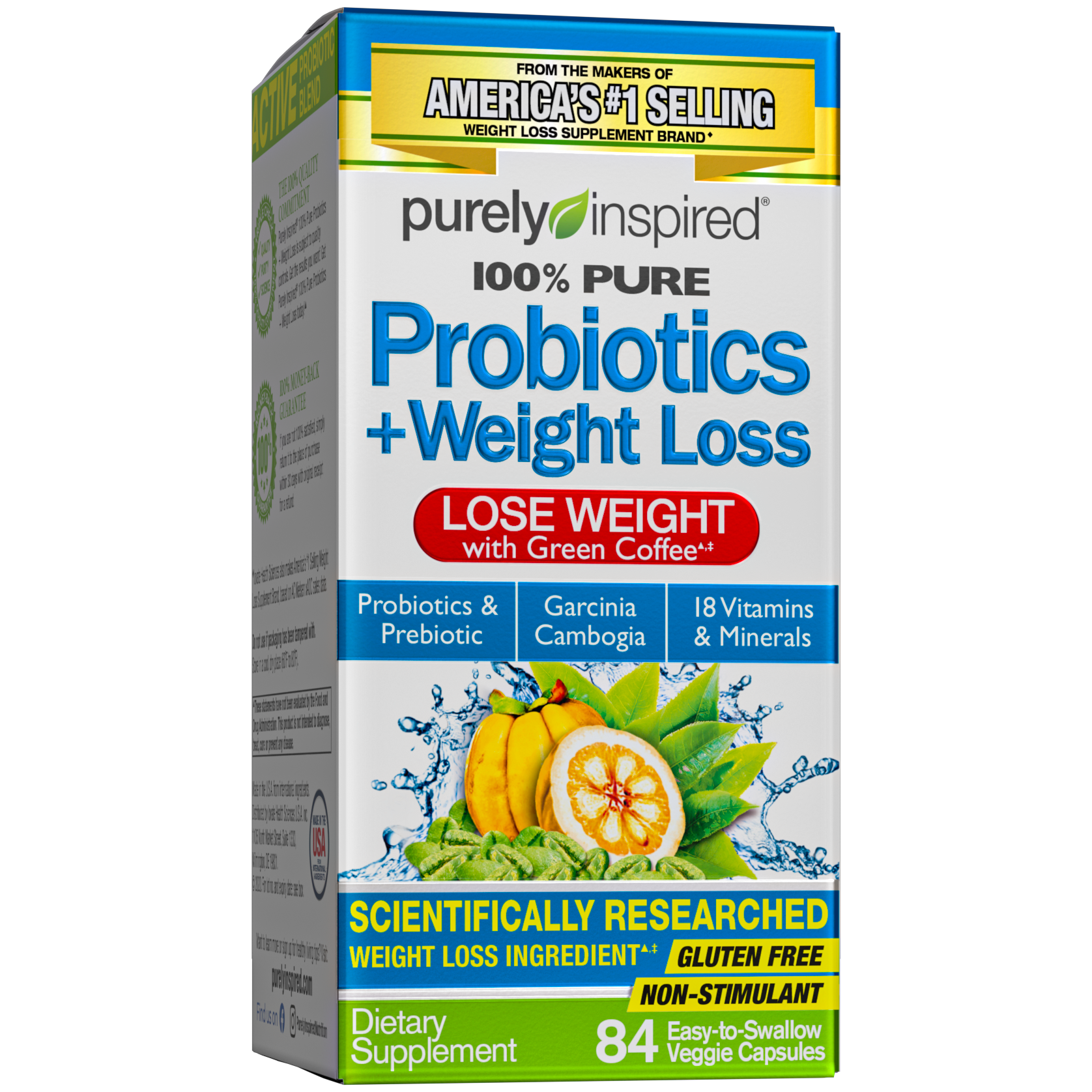Purely Inspired Probiotics + Weight Loss with Green Tea & Garcinia, Unisex, 84 Pills - image 1 of 7