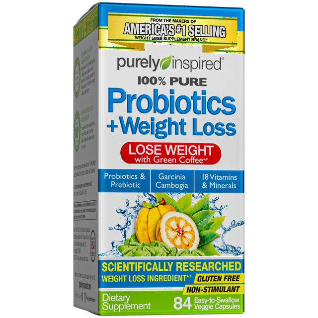 Purely Inspired Probiotics + Weight Loss with Green Tea & Garcinia, Unisex, 84 Pills