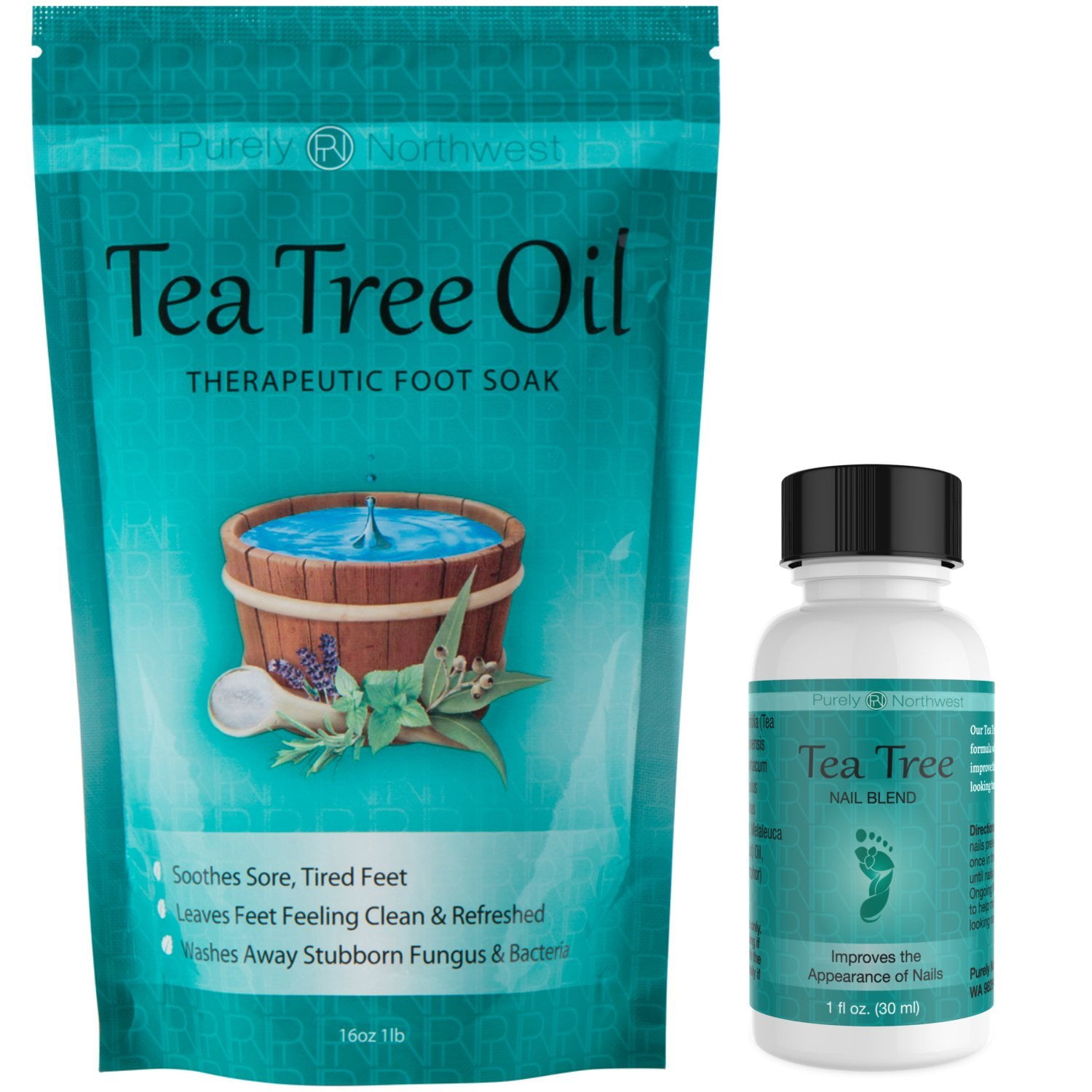Purely Northwest Tea Tree Oil Foot Soak with Epsom Salt 16 oz & Tea