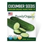 Purely Organic Marketmore 76 Cucumber Seeds (Premium Heirloom, Organic, Non-GMO, Open Pollinated, Vegetable, Full S) - Approx 140 Premium Seeds