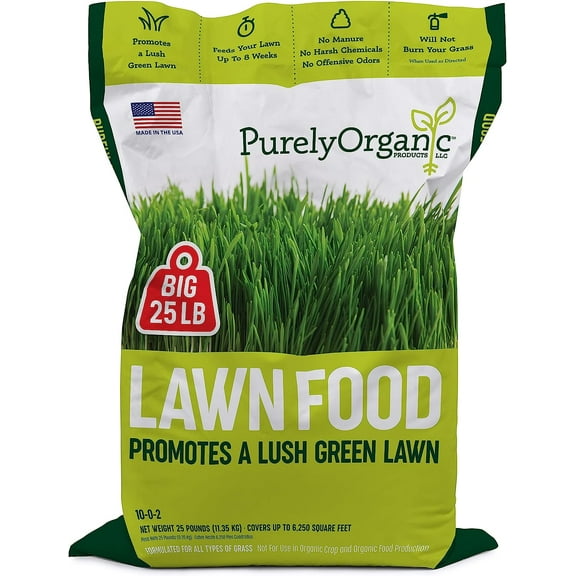 Purely Organic Products Lawn Food 10-0-2, 25 LB Bag (Covers 5,000 Square Feet)