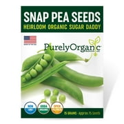 Purely Organic Sugar Daddy Snap Pea Seeds - USDA Organic, Non-GMO, Open Pollinated, Heirloom, USA Origin, Vegetable Seeds, Annual, Full Sun - 15 Grams