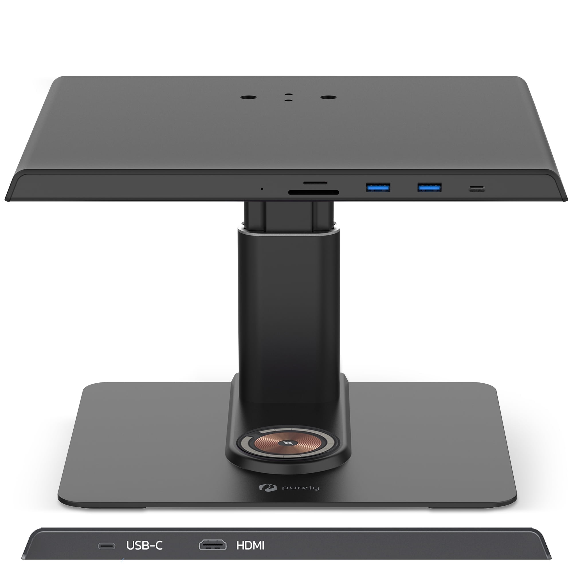Purely S502 Ergonomic Adjustable Monitor Riser & Docking Station with ...