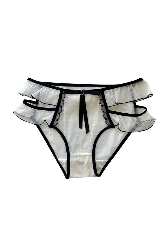 Purely Sexy Lace Underwear For Women Jacquard Mesh Triangle Pants With Hollow Mid Waist Transparent For Girls Underwear