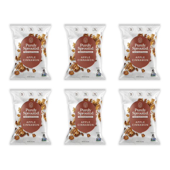 Purely Sprouted Apple Cinnamon Sprouted Nut & Seed Clusters, Non-GMO, 6 Pack, 1.2 oz
