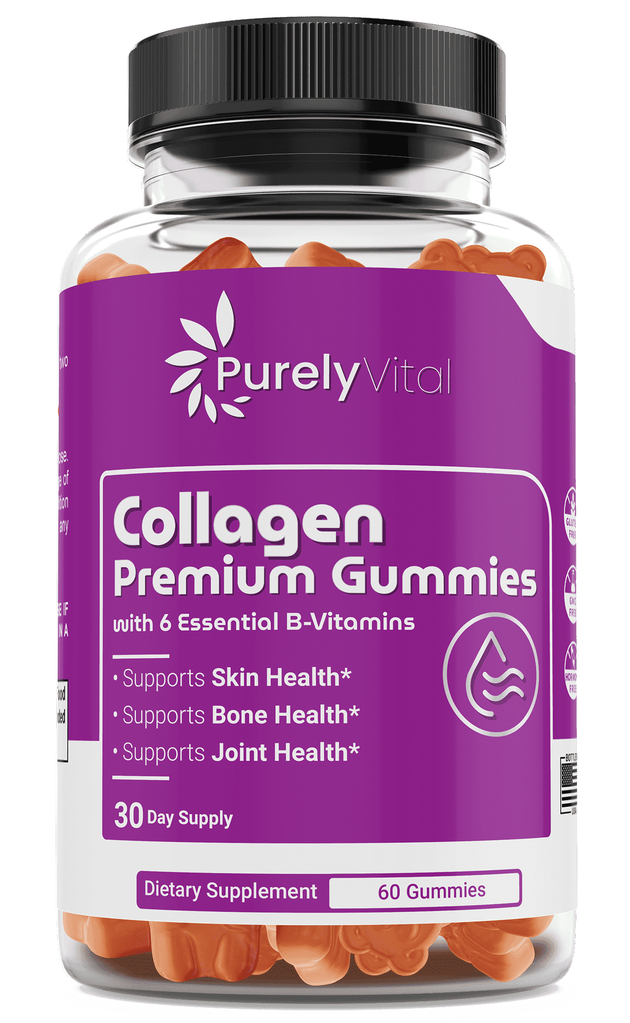 Purely Vital Collagen Gummies Pro Formula Advanced Skin, Hair & Joint Support 60 Count
