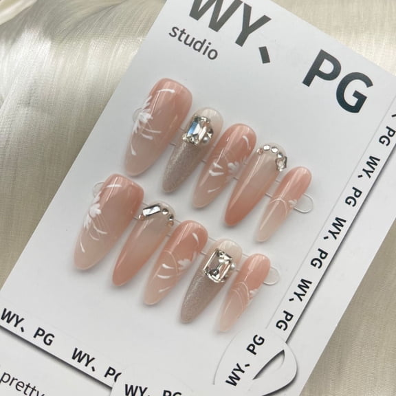 Purely hand-worn nail French manicure patch fairy gas white removable press on nails fake
