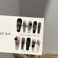 thumbnail image 1 of Purely hand-worn nail advanced sense autumn and winter dark long nail art film European and American punk style fake nail patch, 1 of 6