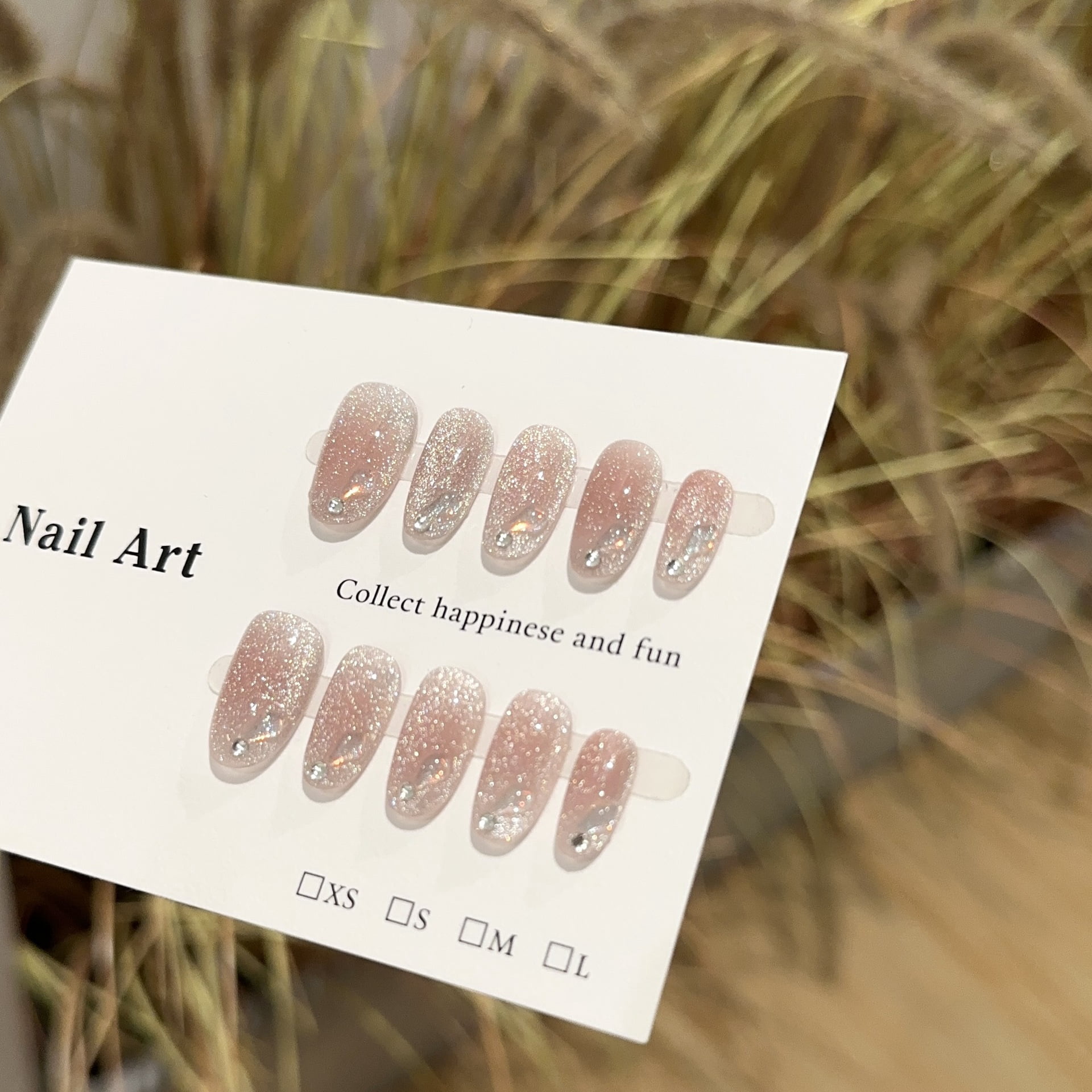 Purely hand-worn nail high-end silver-gray short nail art piece white light luxury simple fake nail patch finished product