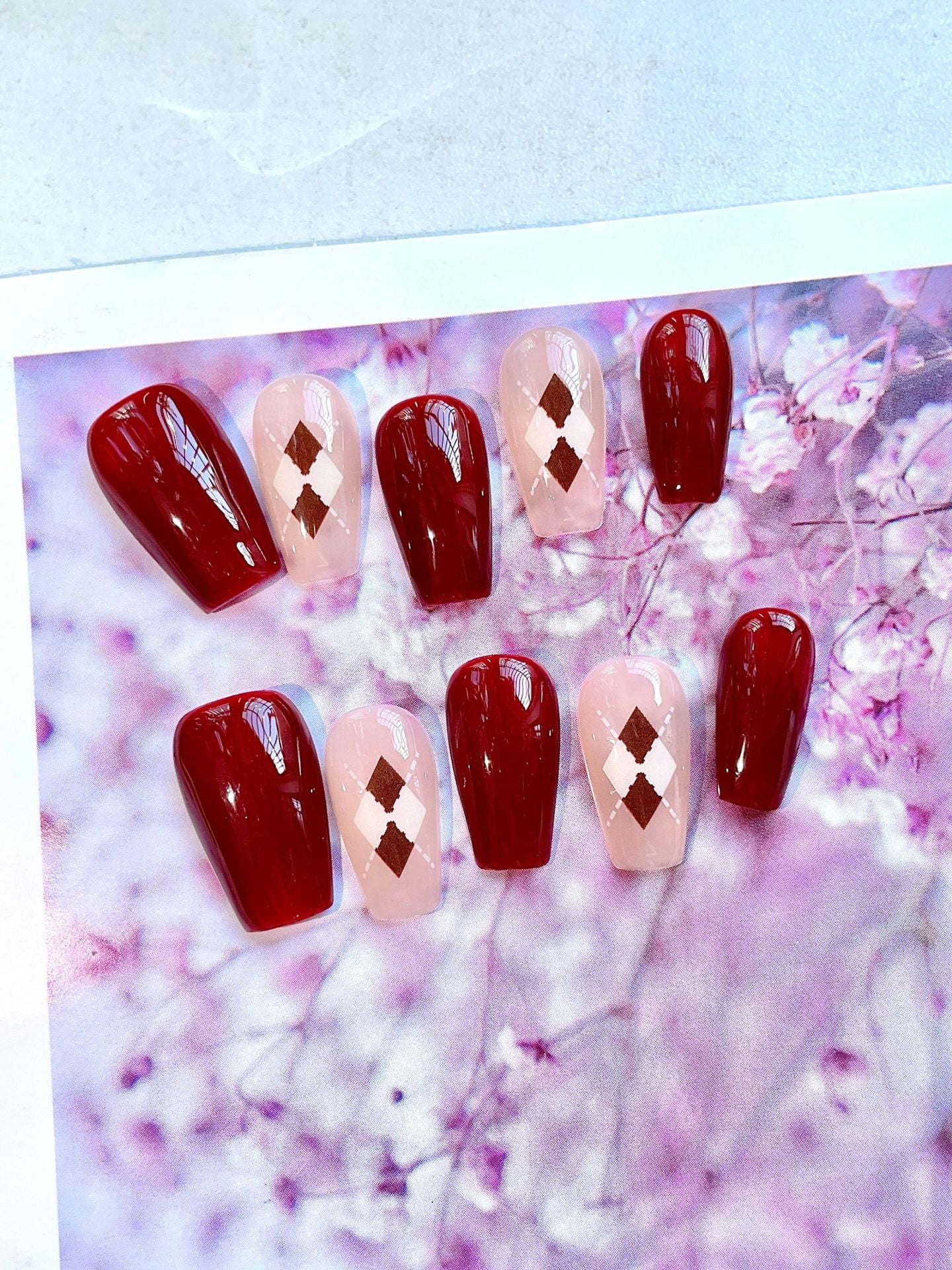 Purely hand-worn nail phototherapy nail patch solid color New Year's ...