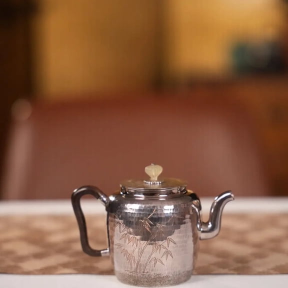Silver Teapot, Handmade, Wheel Bead Style, 160ml Capacity