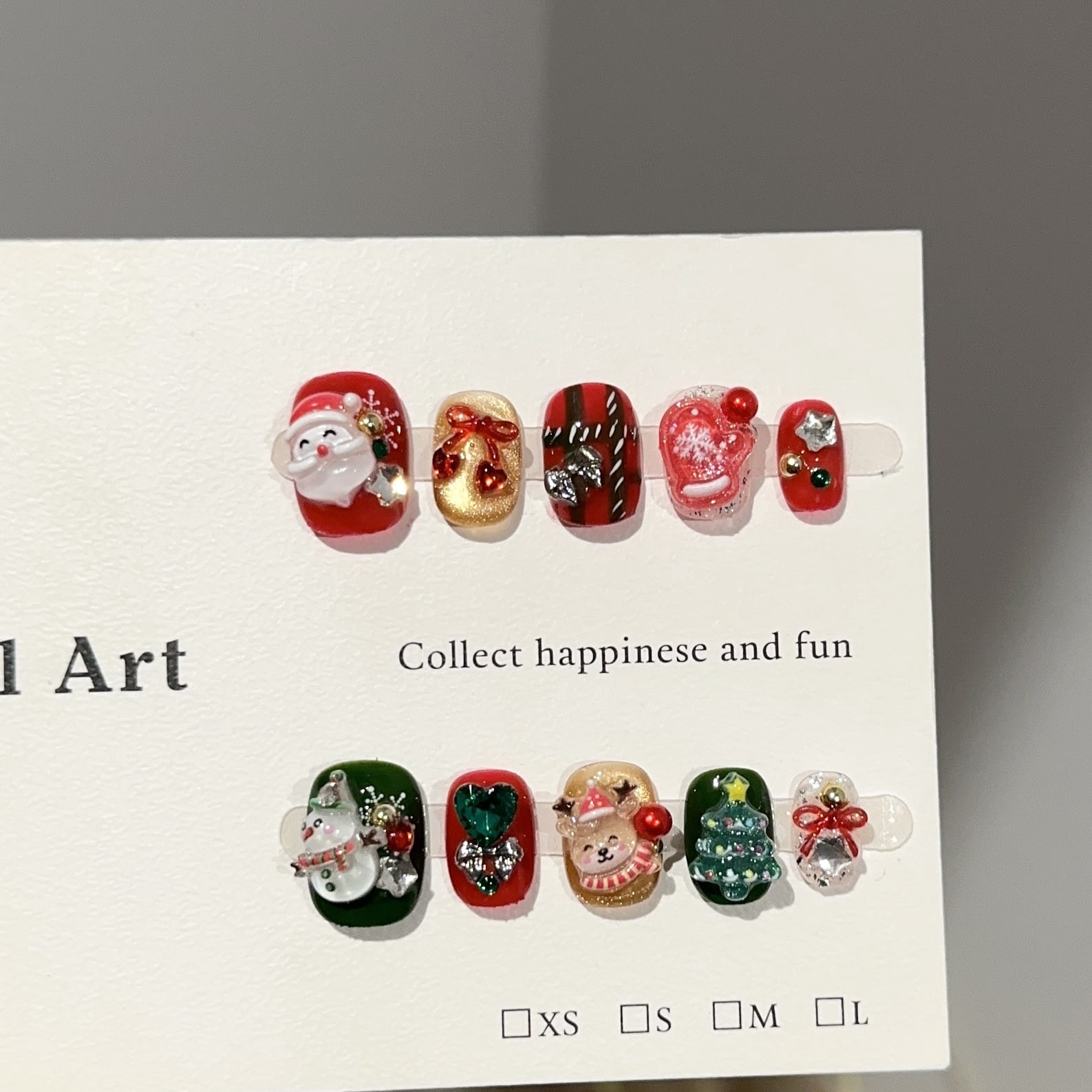 Purely handmade nail pads, high-end Santa Claus red and green nail pads, snowman, elk, European and American fake nail patches