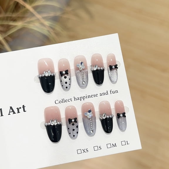 Purely handmade wearing nail advanced sense black purple cat eye nail art piece oval blush nail small fragrance fake nail patch