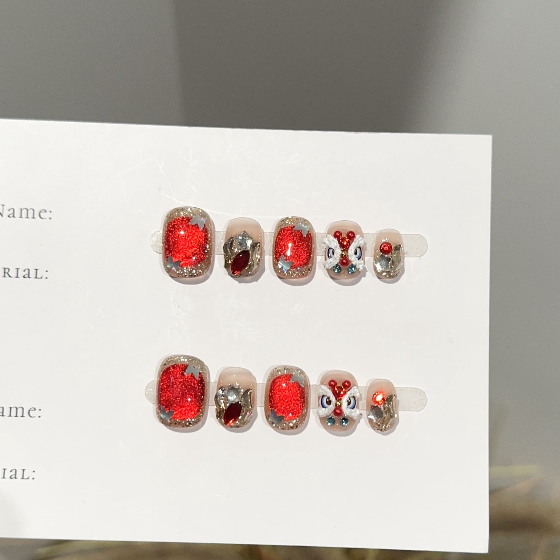 Purely handmade wearing nail high-grade burgundy cat eye short New Year ...