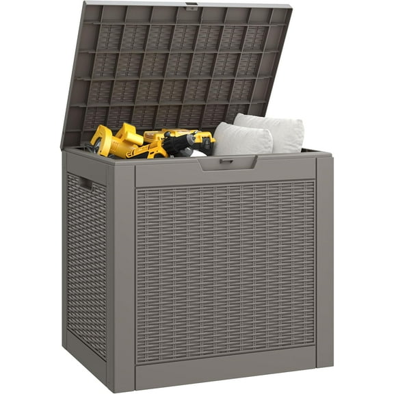 PurelyGoods 35 Gallon Outdoor Storage Box Waterproof,Indoor Outside Deck Boxes,Storage Bench Lockable Lid,Backyard Storage Bin For Package Delivery,Garden Tools,Pool Accessories,Patio Cushions