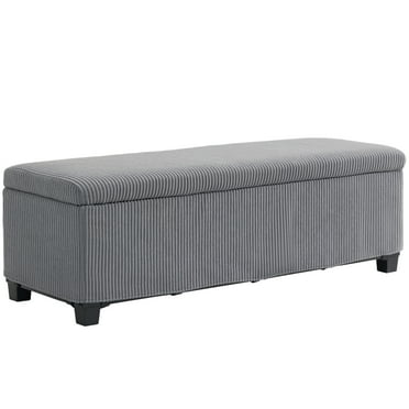 PurelyGoods 47 Inches Storage Ottoman Bench, Foot Rest with Legs, Removable Lid, End of Bed Bench, Corduroy Storage Chest for Living Room, Bedroom, Entryway, Gray