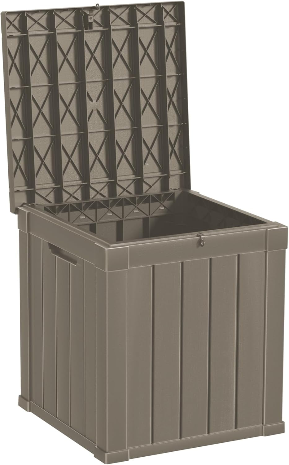 Light Brown Resin Lockable Outdoor Storage Deck Box