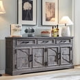 thumbnail image 1 of PurelyGoods 66" Large Buffet Sideboard Cabinet with 4 Doors and 3 Drawers, Buffet Table Coffee Bar Wine Bar Storage Cabinet for Dining Room, Living Room, Weatherworn Grey, 1 of 12