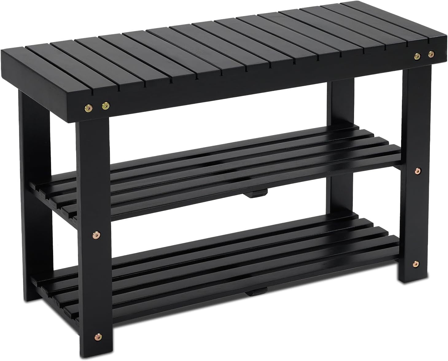 PurelyGoods Acacia Shoe Rack Bench, 3-Tier Sturdy Shoe Storage Bench ...