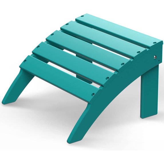 SONGMY Adirondack-Ottoman | Folding | HDPE Plastic | Outdoor Footrest | All Weather | Foot Rest | Foot Stool | Aqua | for Adirondack Chair | for Patio Backyard Pool