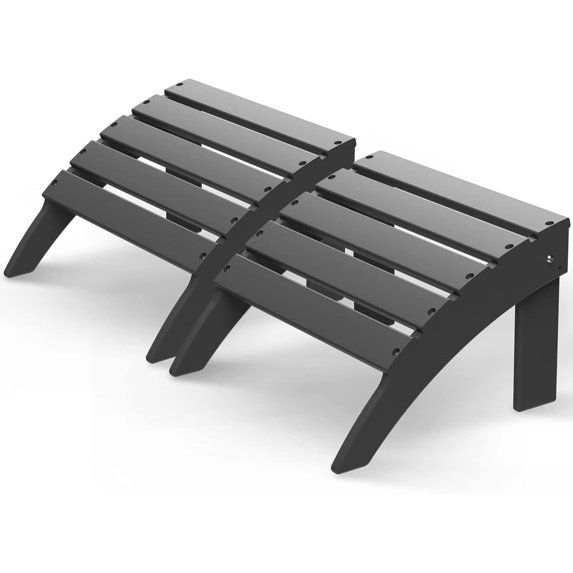 SONGMY Adirondack-Ottoman | Folding | Set of 2 | HDPE Plastic | Outdoor Footrest | All Weather | Foot Rest | Foot Stool | Grey | for Adirondack Chair | for Patio Backyard Pool