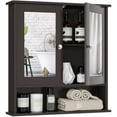 thumbnail image 1 of PurelyGoods Bathroom Cabinet Wall Mounted with Double Mirror Doors, Wood Hanging Cabinet with Doors and Shelves, Bathroom Wall Mirror Cabinet (Brown), 1 of 20