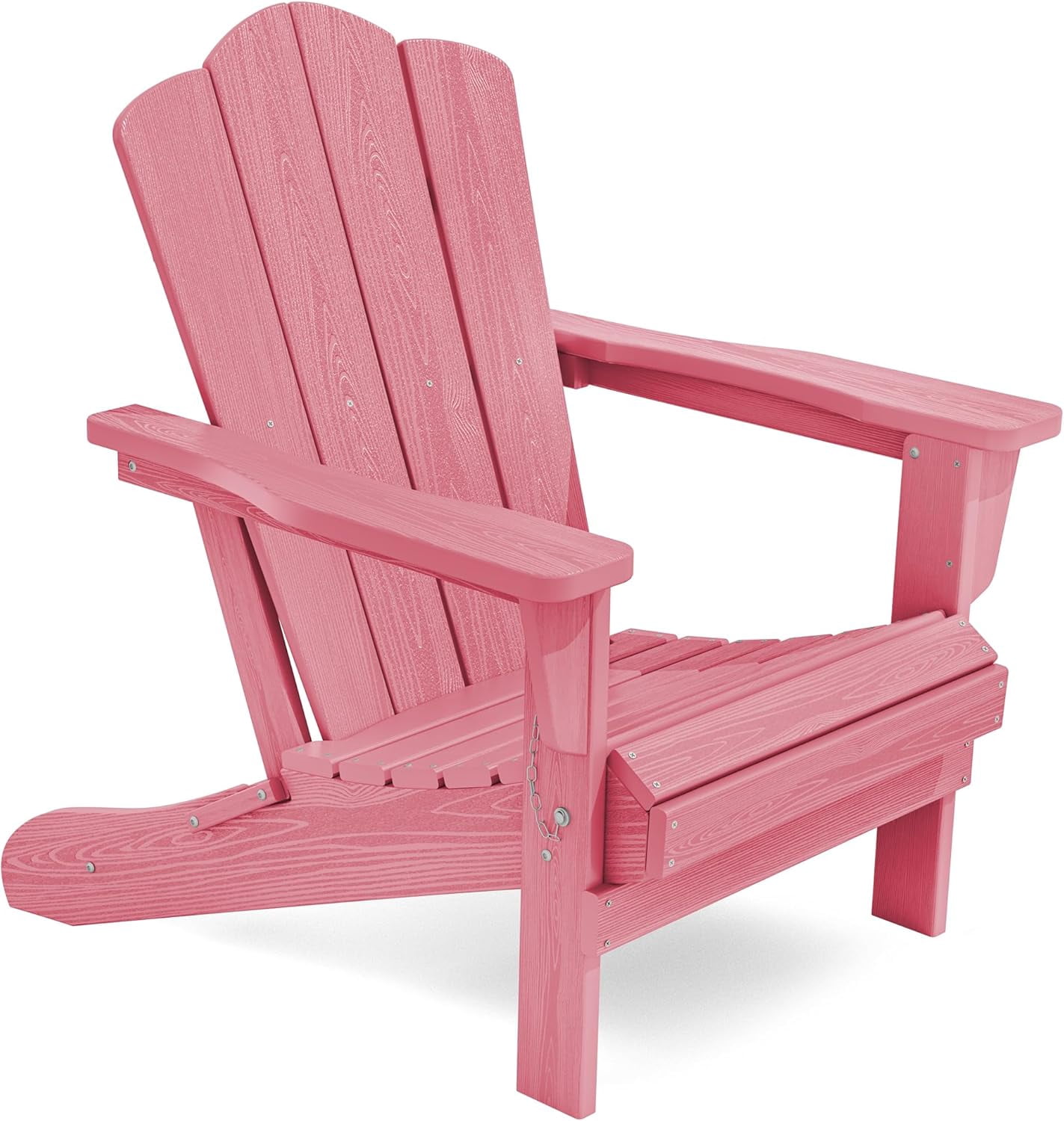 SONGMY Folding Adirondack Chair, HDPE All-Weather Patio Chairs, Wooden Textured Lawn Chair for Poolside, Backyard, Deck, Fire Pit, Light Pink