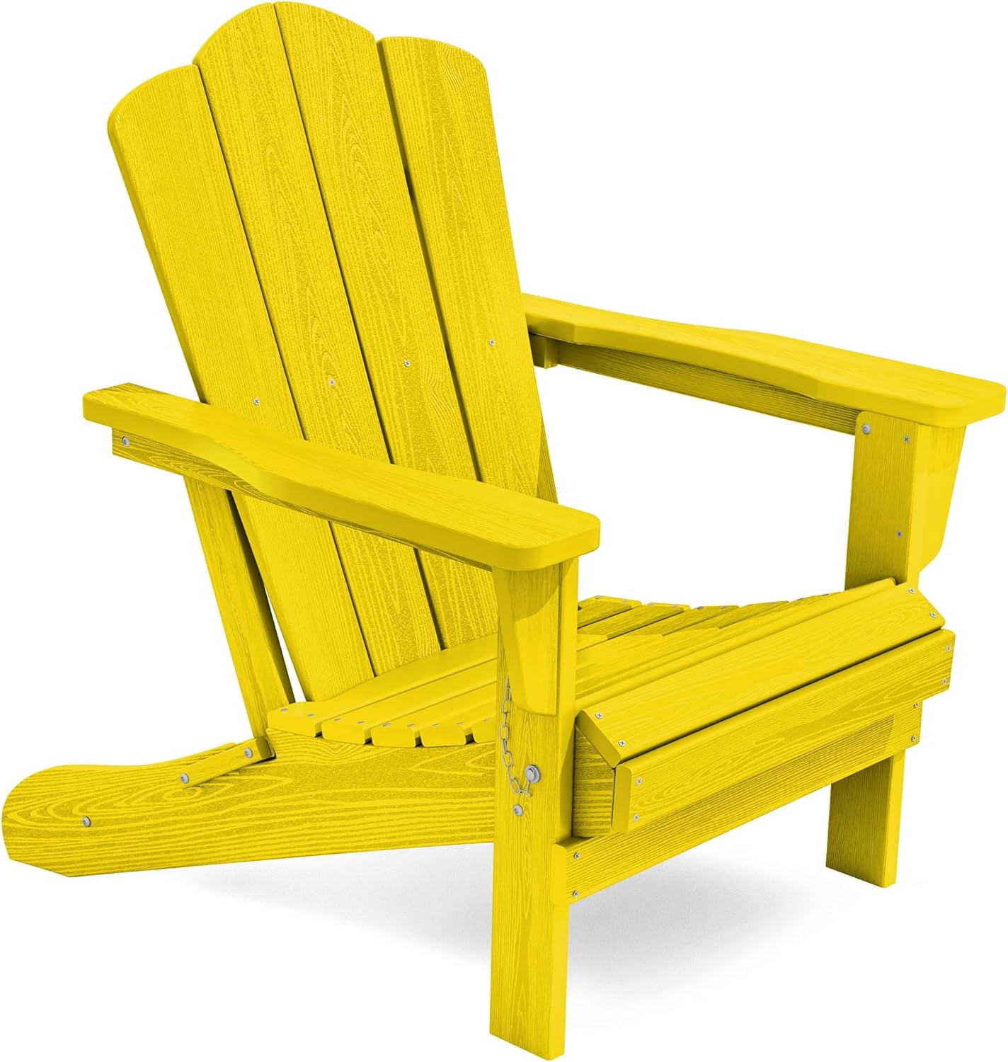 SONGMY Folding Adirondack Chair, HDPE All-Weather Patio Chairs, Wooden Textured Lawn Chair for Poolside, Backyard, Deck, Fire Pit, Yellow