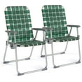 thumbnail image 1 of PurelyGoods Folding Aluminum Webbed Lawn Chairs with Detachable Cup Holder, High Beach Chair for Adults Heavy Duty, Portable Patio Chair, Camping Chair for Yard, Garden, 2 Pack, 1 of 16