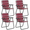 thumbnail image 1 of SONGMY Folding Chair, Patio Lawn Chair Set with Armrest, Indoor/Outdoor 4 Pack Webbed Lightweight Dinning Chair, Portable Beach Chair for Outside, Poolside, Backyard (Red, 4), 1 of 10