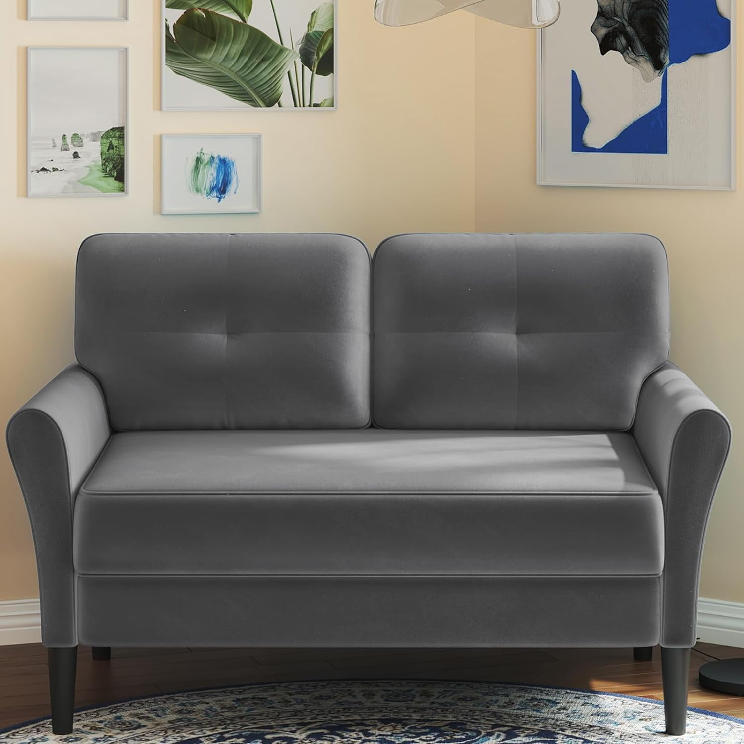 PurelyGoods Love Seat, 48" Loveseat Sofa, Comfy Velvet Small Couch for ...