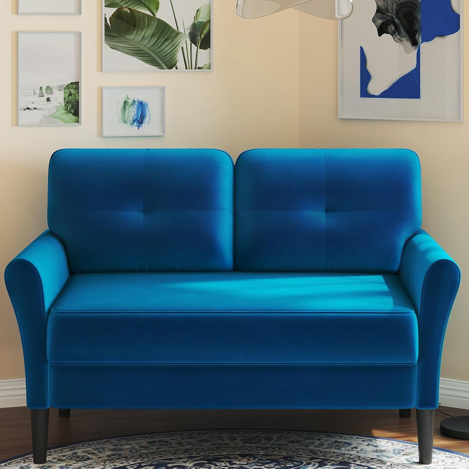 PurelyGoods Love Seat, 48" Loveseat Sofa, Comfy Velvet Small Couch for ...