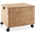 thumbnail image 1 of PurelyGoods Rolling Filing Cabinet, Natural - Water Hyacinth File Organizer with Lid and Locking Wheels, Home Office Storage for Hanging Folders, 1 of 7