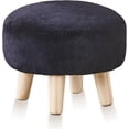 thumbnail image 1 of SONGMY Round Footstool Ottoman Rabbit Wool Mushroom Stool Solid Wood Stool Small Upholstered Ottoman Shoe Changing Foot Stool Step Stool Sofa Footrest Stool for Living Room Bedroom (Black), 1 of 7