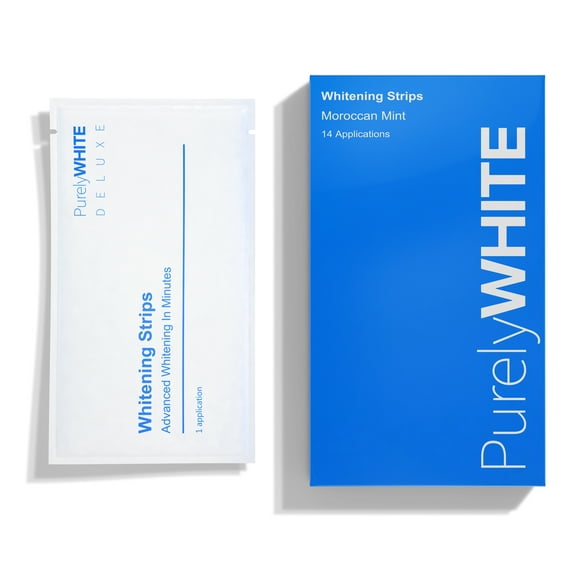 PurelyWHITE DELUXE Teeth Whitening Strips, Vegan, Peroxide-Free, Whiter Teeth in 15 Minutes