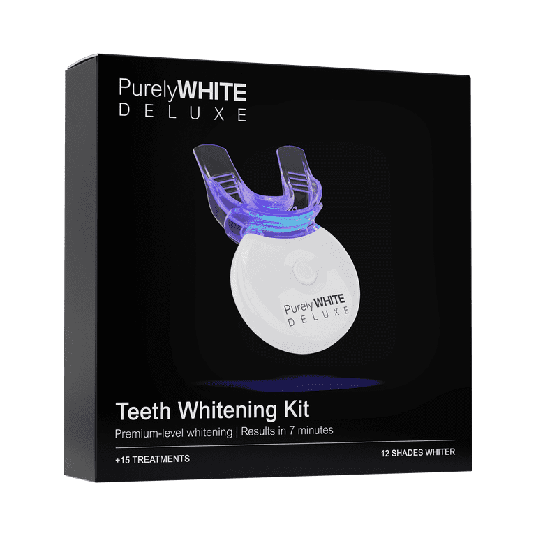 PurelyWHITE DELUXE Teeth Whitening Kit, LED Light, Non-Toxic Gel