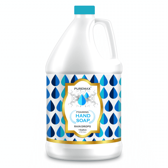 Puremax Foaming Hand Soap Refills Rain Drops with Essential Oils, Moisturizing 128 fl oz