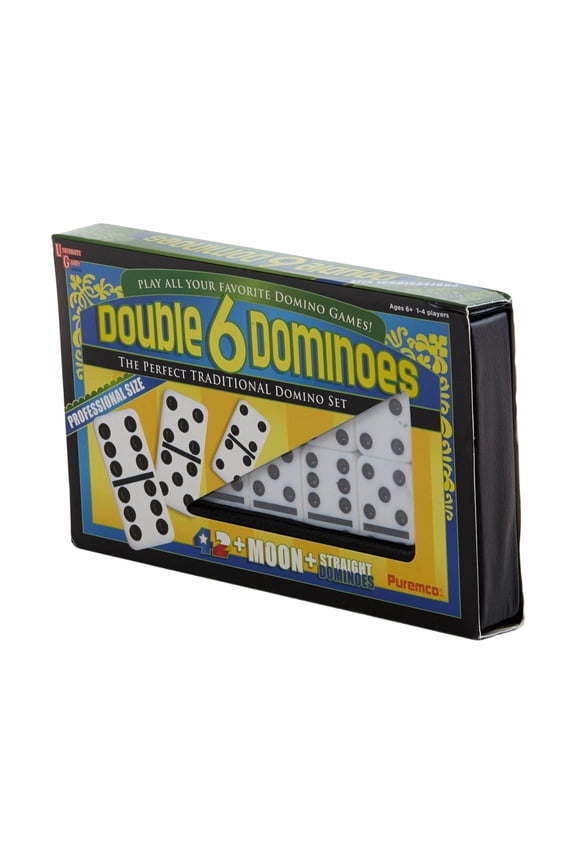 , Double 6 Black Dot Dominoes - Professional Size from Puremco, for 1 to 4 Players Ages 6 and Up