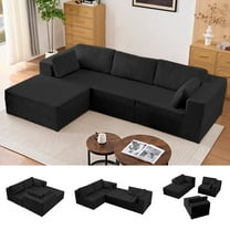 Puremind 109” L Shaped Sectional Sofa, Modular Cloud Couch with Chaise for Living Room/Apartment/Small Spaces, Black