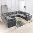 thumbnail image 1 of Puremind 144" Oversized U Shaped Sectional Sofa, 8 Seat Modular Couches for Living Room, Modern Corner Sofa, Convertible Sleeper Sofa Couch Bed, Light Gray, Style 3, 1 of 7
